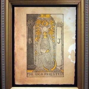 The High Priestess Tarot Card Art Print Tea Stain